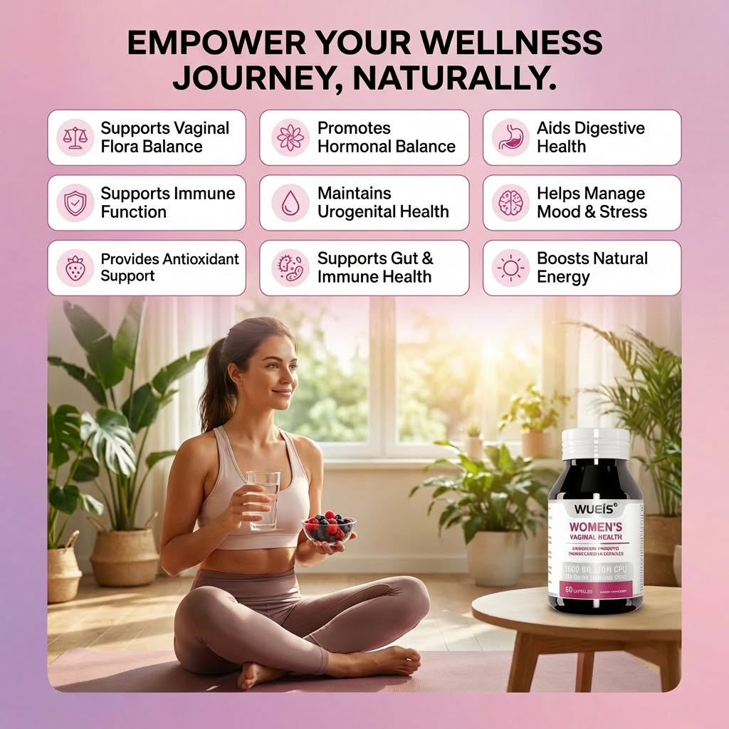 Caring for intimate health, eliminating vaginal odor – promoting gut balance and digestion – women's probiotics and prebiotics supplement