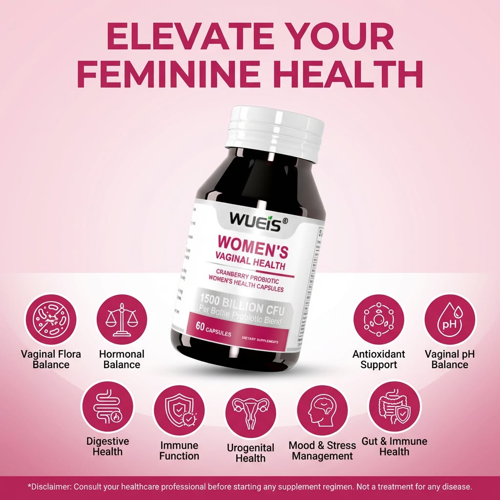 Caring for intimate health, eliminating vaginal odor – promoting gut balance and digestion – women's probiotics and prebiotics supplement