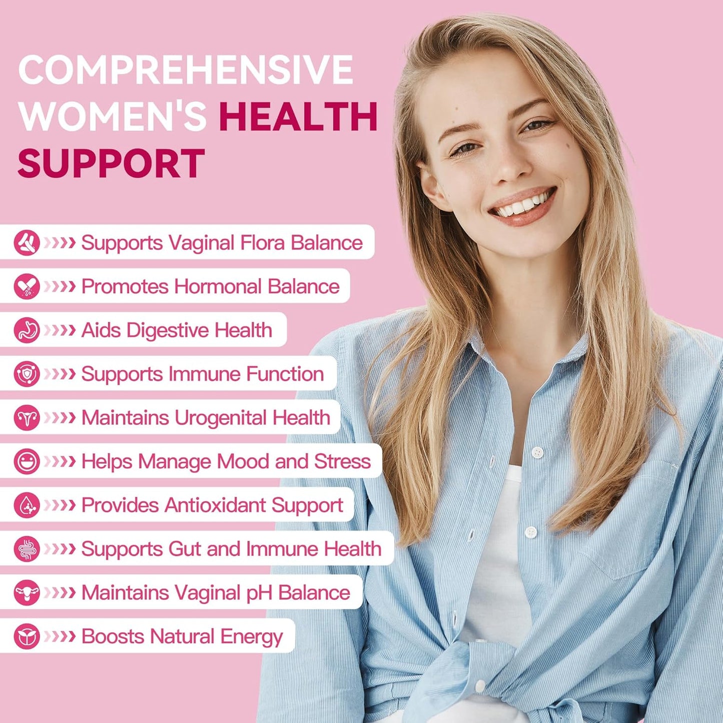 Caring for intimate health, eliminating vaginal odor – promoting gut balance and digestion – women's probiotics and prebiotics supplement